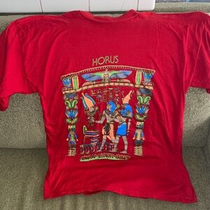 Red Graphic T-Shirt with Egyptian Design
